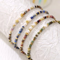 Delicate Handmade Gold Plated Brass Beads Bracelets Natural Freshwater Pearl Lapis Tourmaline Bracelets