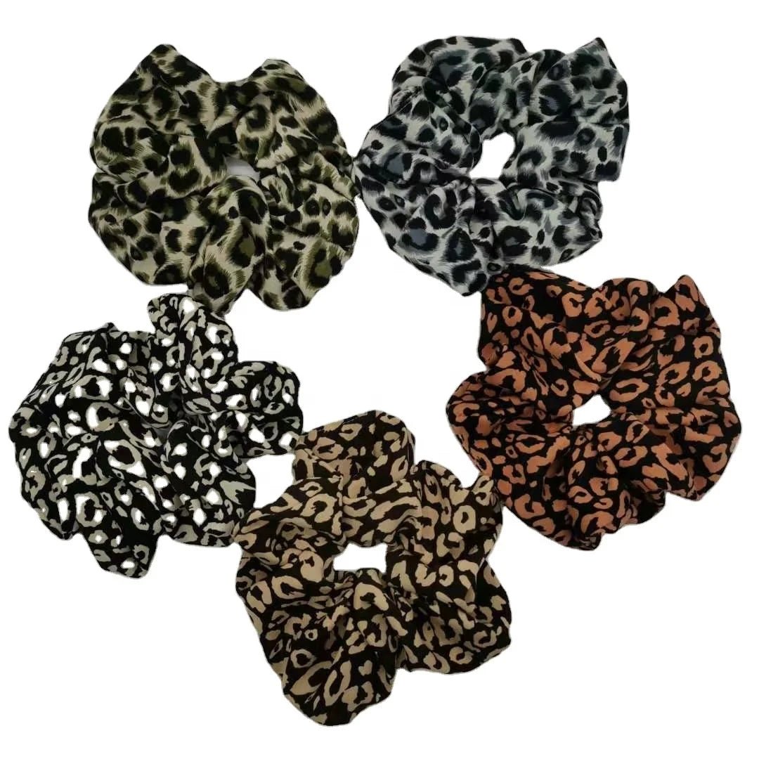 Wholesale Women Leopard Printed Hair Scrunchies Large Elastic Hair Bands for Women Girls New Designer Hair Scrunchies