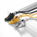 SC Hot Gold Plated Necklace Smooth Stainless Steel Necklace Hip Hop Sneakers Pendant Stainless Steel Necklace for Men Women