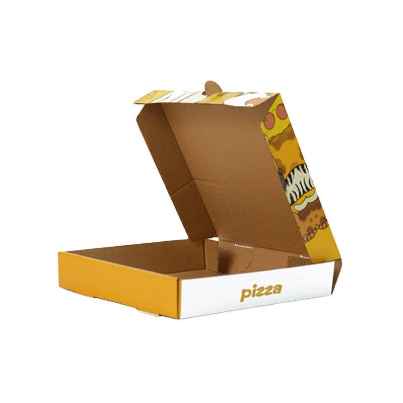 Large Biodegradable Pizza Box Corrugated Cardboard Hexagon Black White Glossy Lamination Embossing Featuring Matt Lamination