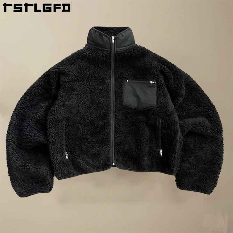 Custom Logo Winter Women Outdoor Research Puffer Jacket Polar Zip up Bomber Fleece Outdoor Sport  Boxy Fit Sherpa Fleece Jacket
