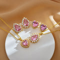 Light Luxury Inlay Heart Shaped Zircon Pendant Neck Chain Brass Plated 18k Gold Medieval Style Necklace Jewelry