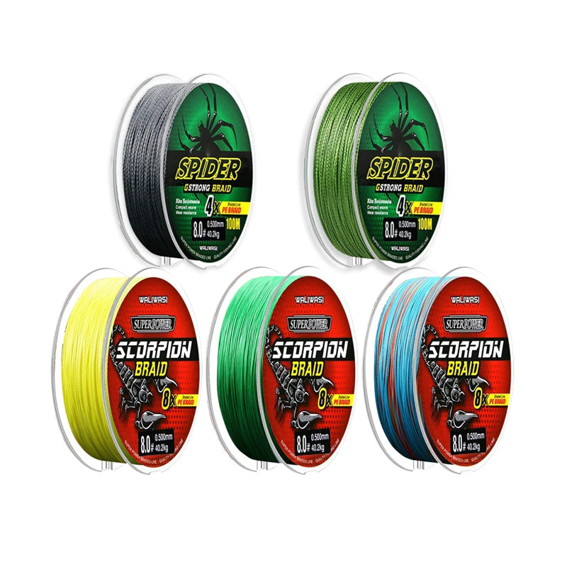 4X 8X 100 Meters Series Various Color Gray Yellow Green Color Braided Fishing Line