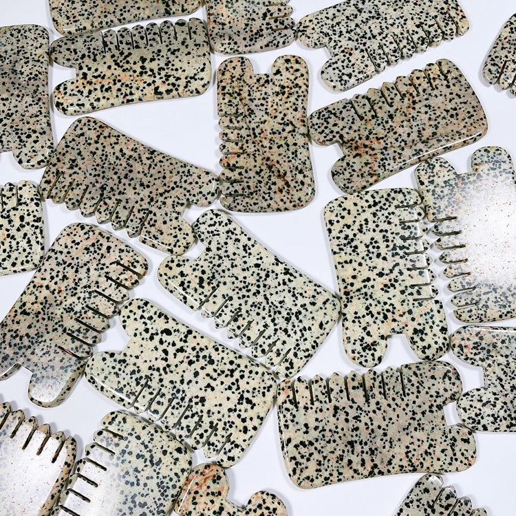 Hongzhuo Wholesale Natural Quartz Crafts Dalmatian Jasper Crystal Hair Head Comb Gifts
