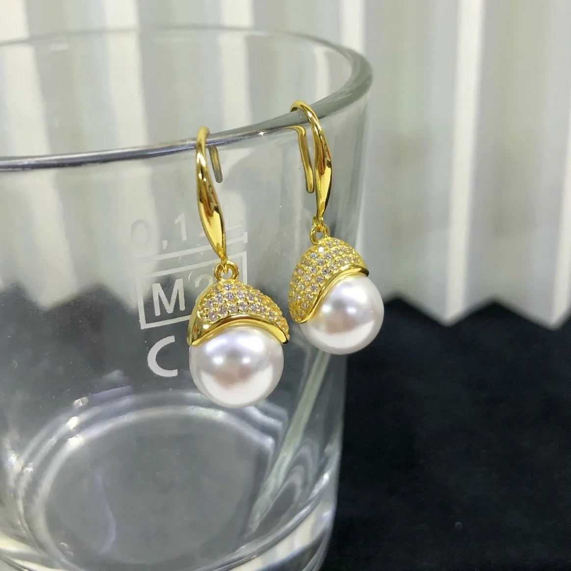 E2115 10-11mm DIY Natural Freshwater Pearl Charm Earrings Mounting Accessory 925 Sterling Silver Gold Plated  Jewelry for Women