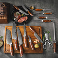 15 PCS Knife Set High Carbon Damascus Steel Professional Kitchen Sharp Knives With Wooden Block Cutlery Accessories Custom Gift