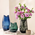 High-End Blue Glass Vase for Wedding Large Transparent Flower Dried Flowers Luxury Horse Drunk Wood Green Plant for Living Room