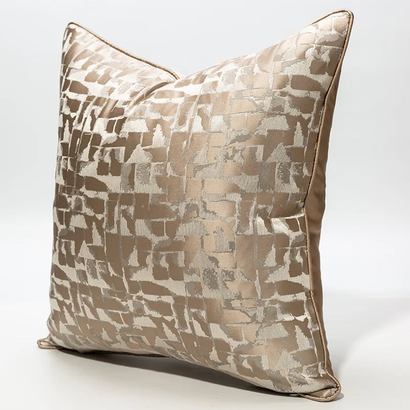 Luxury Jacquard Throw Pillow Cover Square Satin Modern Cushion Case Decorative Pillowcase Geometric Pattern for Sofa Car