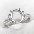Sterling Silver 8*10mm Semi Mount Ring Empty Frame Blank Support Setting S925 Base Holder Without Center Stone for DIY Inlay