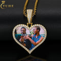 Lovers Memory Jewelry 38mm 925 Sterling Silver VVS Moissanite Diamond Iced Out Heart Custom Photo Pendant Necklace