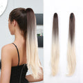 28" Long Wavy Curly Hair Extension Jaw Clip Ponytail Hairpiece Synthetic Pony Tail Extension Claw Clip