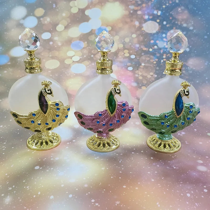30ml/15ml Arabian Metal Peacock Popular Perfume Bottle Essential Oil Refillable Attar Bottles Factory Outlet