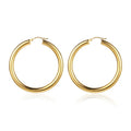 Trendy Wire Gold Plated Hoop Earrings High Polished 30mm Circle Tube Hoop Earrings for Women