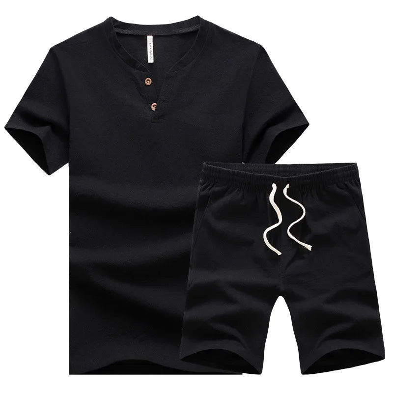 Summer Men's T-shirt Set 2 Piece Men's Sportswear Suit Sports Fitness Custom Brand Printed Short Sleeve Two Piece Shorts Set Men