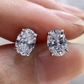 CAOSHI Simple 4 Colors Ear Jewelry Silver Plated Ladies Earings Bridal Female Copper Cute Oval Cut Zircon Stud Earring for Women