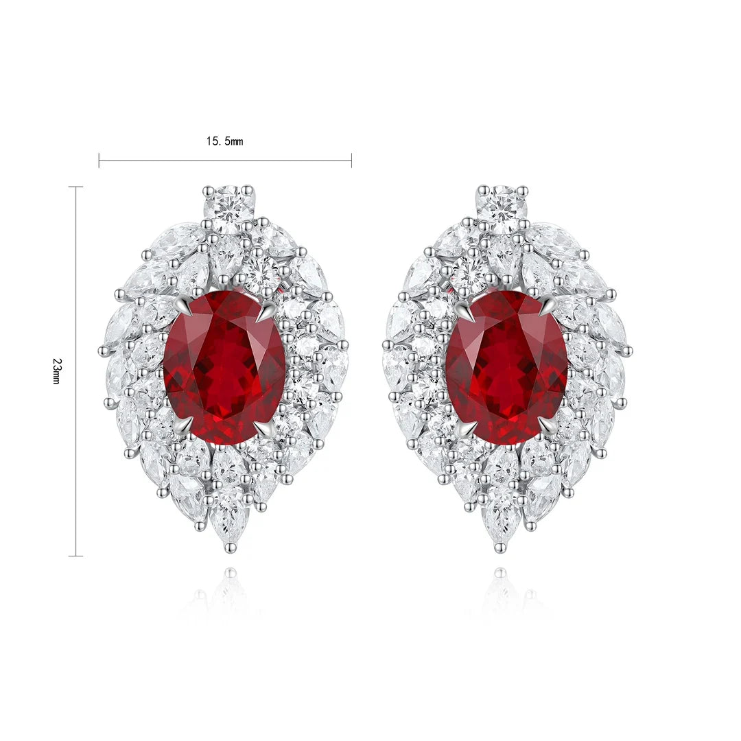 Hot Sale European American Fashion S925 Silver Lab Grown Ruby Stud Earrings Exquisite Elegance Party Gift Jewelry Trendy