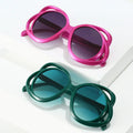 DL Glasses Oval Hollow Personality Sunglasses Large Frame Blue/Purple UV400 Fashion Female Sun Shade Glasses