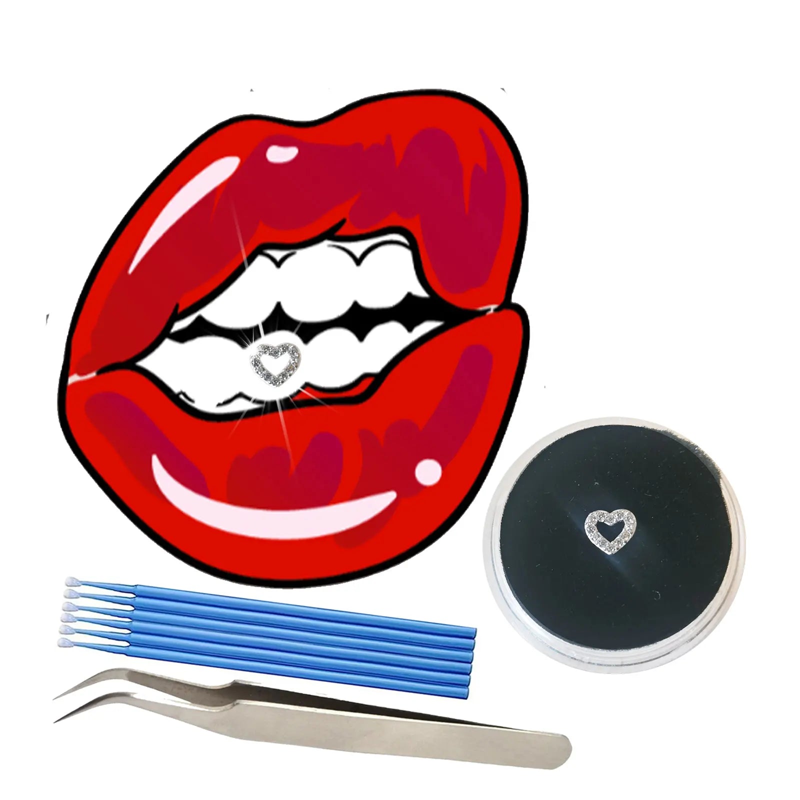 In Stock Professional Silver Zircon Teeth Gem Kit Full Diamond Teeth Decoration Teeth Whitening Strips