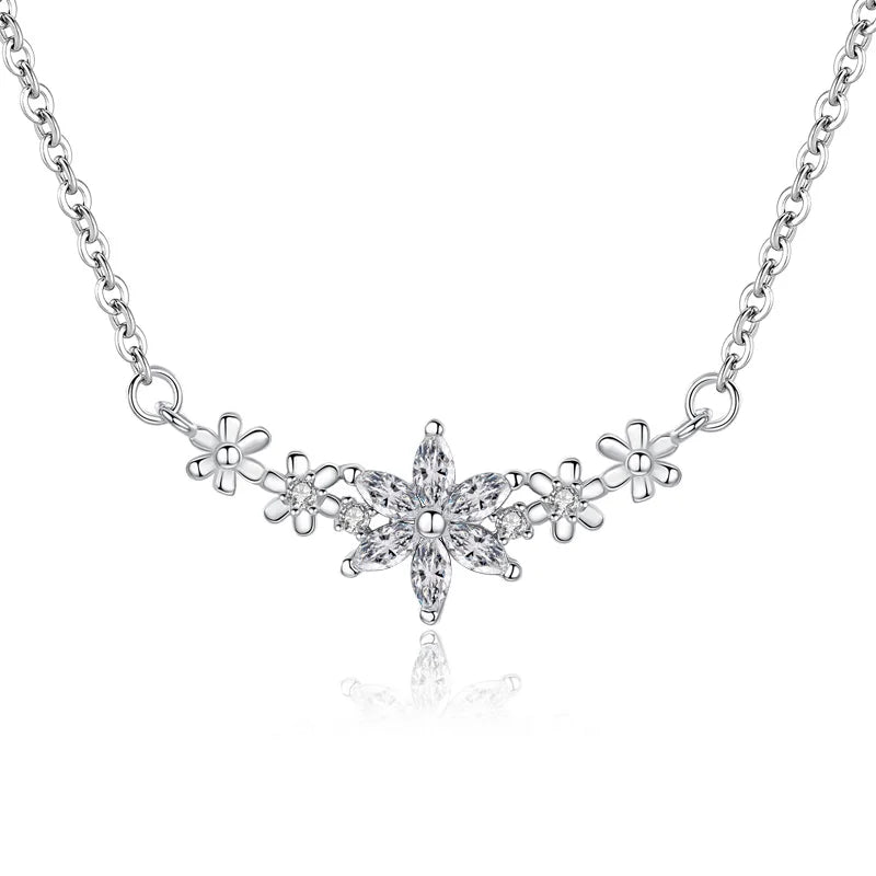 2022 New 925 Sterling Silver Flower Necklaces Pendants for Women Wedding Jewelry Christmas Gifts