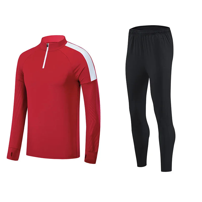 Men's Half-Zipper Long Sleeve Pants Suit Breathable and Lightweight for Fall/Winter Training and Fitness Sportswear