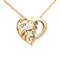 Fashionable Women's Brass Heart Pendant Necklace Gold Plating 'Love You Forever' Engraved Trendy Link Chain for Anniversaries