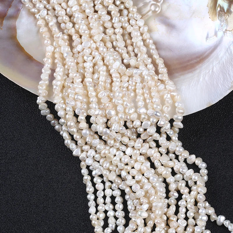 5-6mm D Quality White Baroque Freshwater Pearl Beads Strand