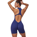 Women's Lightweight Yoga Romper With Front Zipper Soft Elastic Compression Scrunch Bodysuit Sports Jumpsuit