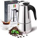 2/4/6/9 Cups Eco-Friendly Stainless Steel Stove Top Coffee Maker for Camping or Home UseItalian Stovetop Espresso Maker