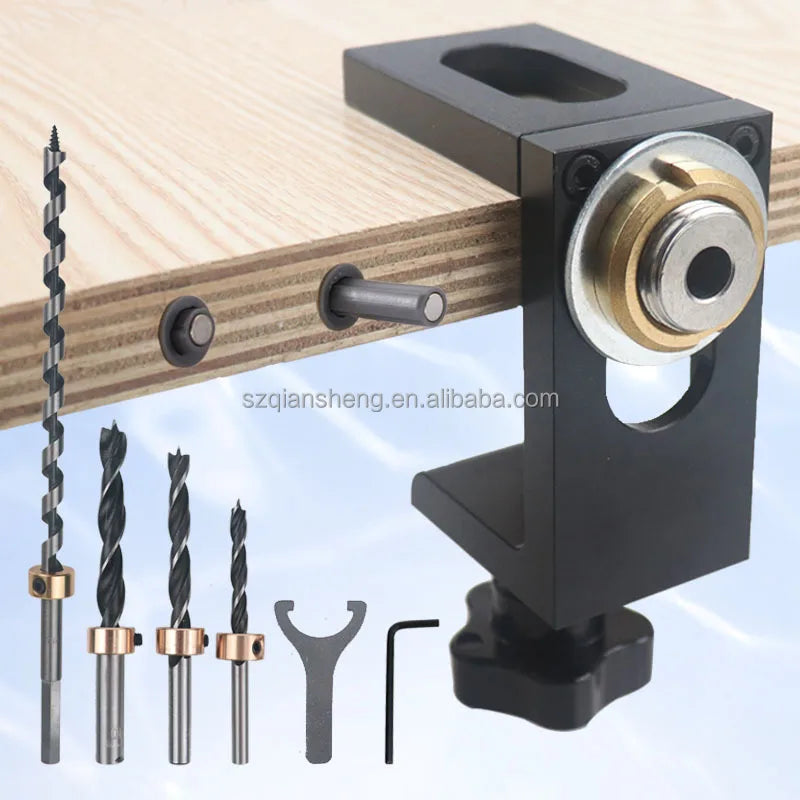 8/10/12mm Woodworking Pocket Hole Jig 2 in 1 Adjustable Doweling Jig Drill Bit for Drilling Guide Locator