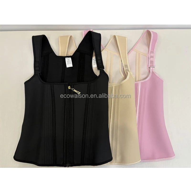 Body Shapewear Double Compression Waist Trainer Corset Adjustable Zipper and Hook-eyes Flat Belly Body Shaper