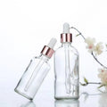 Empty Round 5ml 10ml 20ml 15ml 30ml 50ml 100ml 1 oz Rose Gold clear Cosmetic Essential Oil Serum Frosted Glass Dropper Bottle