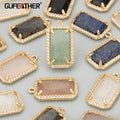 ME53 18K Gold Plated Nickel-Free Copper DIY Pendants Charms Findings Components 4pcs/lot Jewelry Accessories Natural Stone Brass