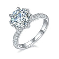 Top Quality S925 Sterling Silver Rings Moissanite Gold Engagement Pave Setting Wedding Ring for Women Girl Accessories Jewelry
