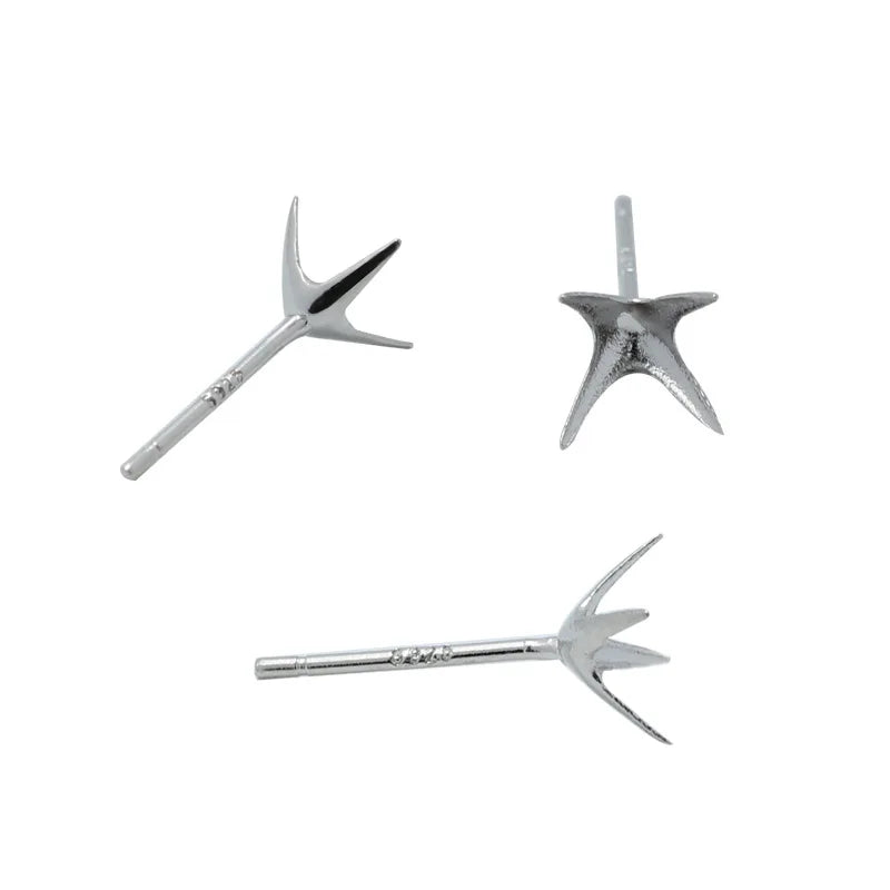925 Sterling Silver 4 Claw Claw Earring Blank Setting Zircon Ear Studs Empty Bracket for Jewelry Making Accessories Earring Stud