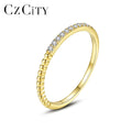 CZCITY Simple Fashionable Design Ring 925 Sterling Silver Jewelry Half CZ Micro Paving Wedding Band Eternity Rings for Women