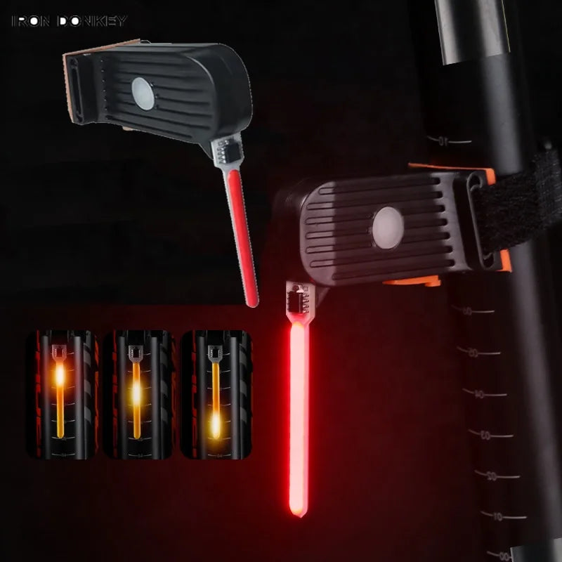 IRONDOENKY LED Waterproof Battery-Powered Portable Aluminum Alloy USB Rechargeable Bicycle Tail Light with Seat Tube Mount