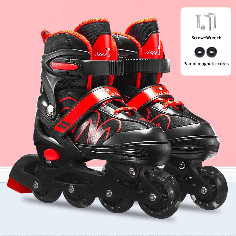 EACH Wholesale Full Flashing Wheel Roller Skates Size Adjustable Brake Removable Children Roller Skates for Boys and Girls
