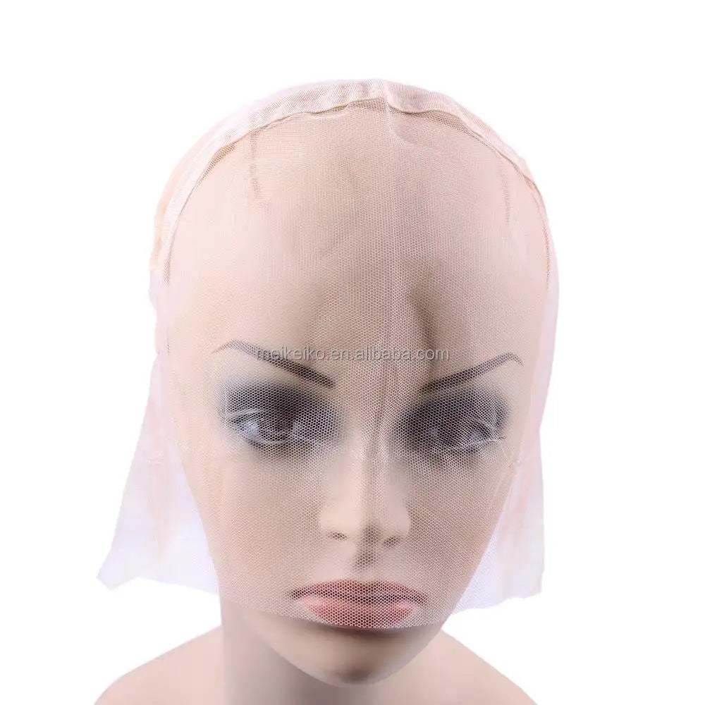 Brown/Beige Full Lace Wig Cap for Making Wig Strong Swiss Lace Cap With Guide Line Sewn in for the Hairline