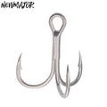 NEWMAJOR Carbon Steel Treble Fishing Hooks 3X 2/4/6/8/10/12# for Saltwater Freshwater River Fishing
