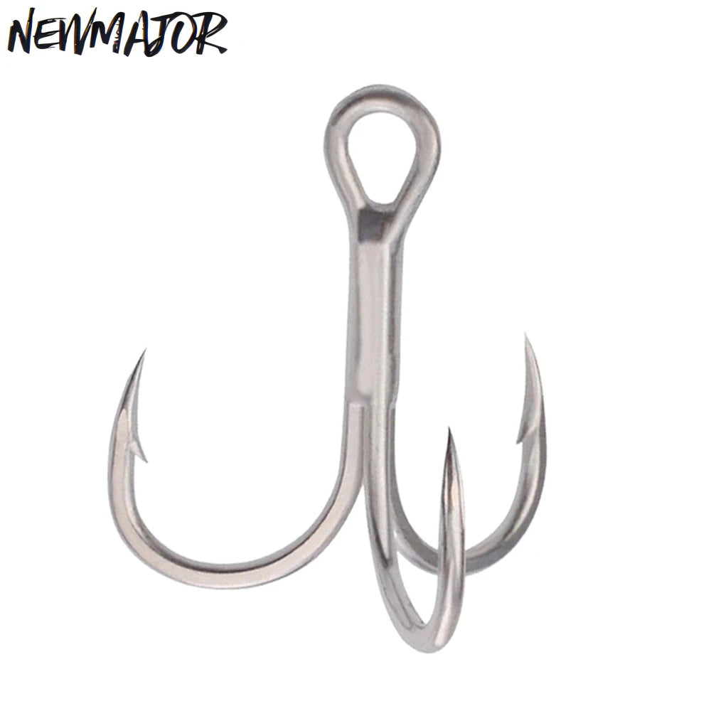 NEWMAJOR Carbon Steel Treble Fishing Hooks 3X 2/4/6/8/10/12# for Saltwater Freshwater River Fishing