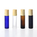 Matte Black 10ml Glass Roll on Bottle With Wood Grain Cap and Steel Roller Perfume/essential Oil Bottle