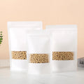 Reusable Flat Bottom Stand up Food Packing Zipper Bag Coffee Shop Bread Package Kraft Paper Bags with Transparent Window