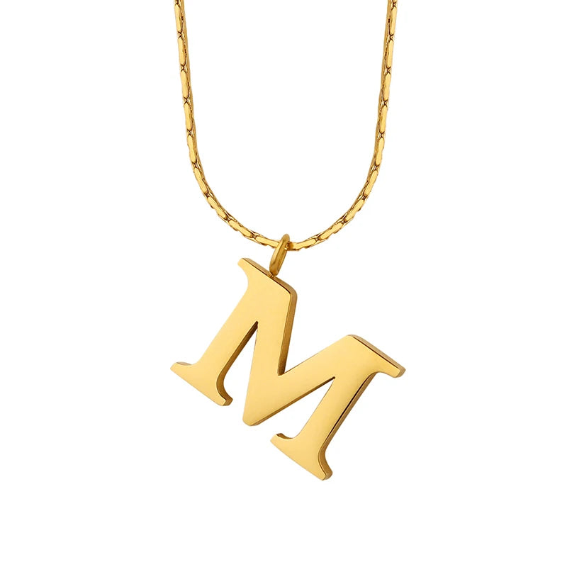 Factory-Made Trendy Stainless Steel Chain M Letter Pendant Necklace Gold Plated for Parties and Weddings