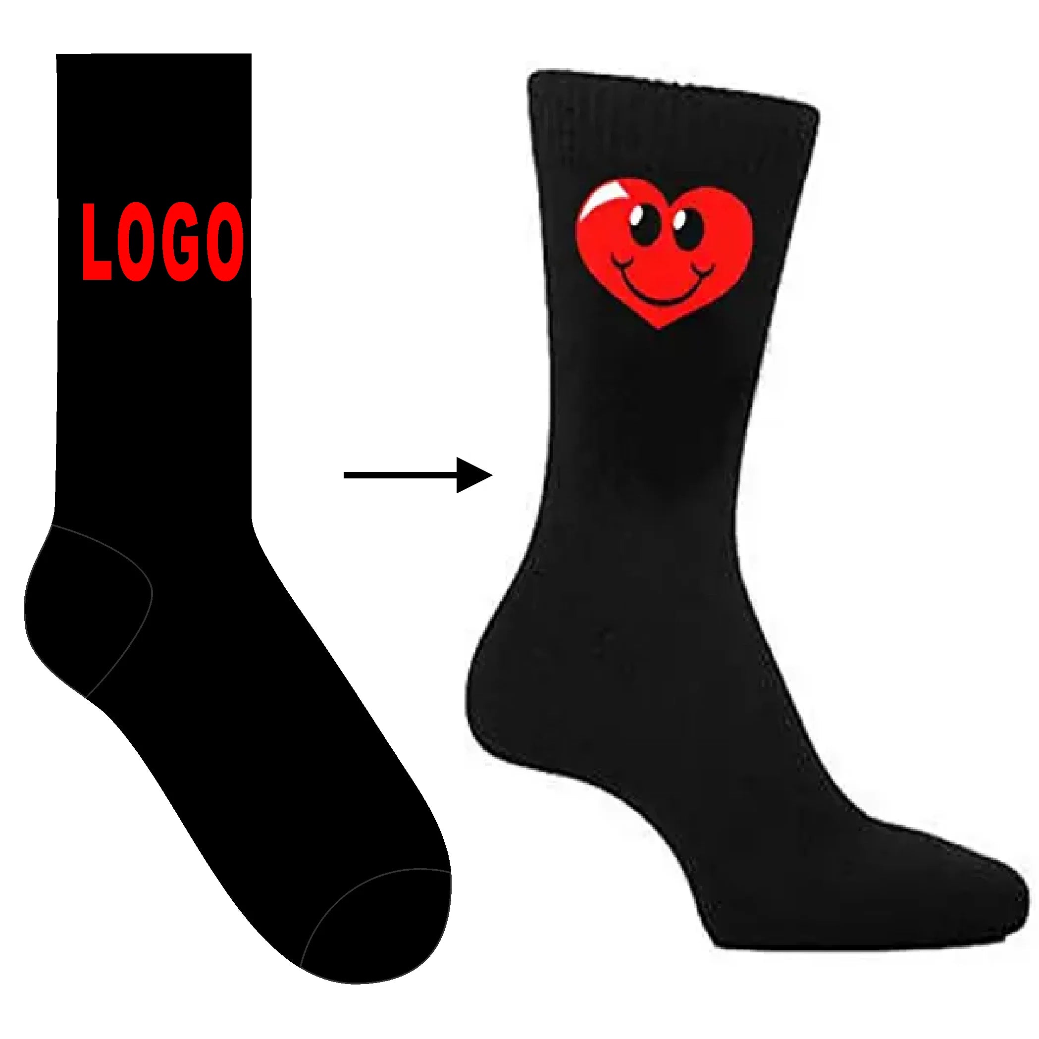 The Sock Factory OEM Custom Smiling Heart Novelty Design Mens Black Socks