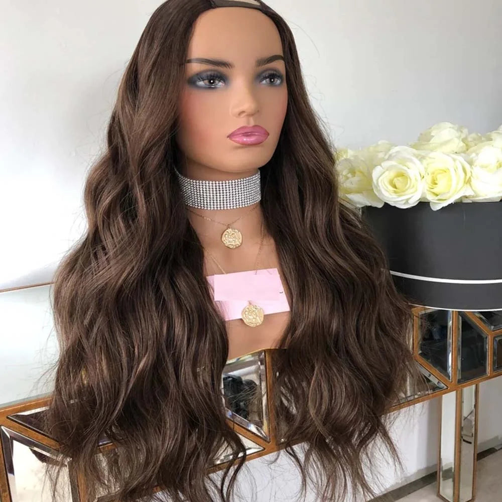 Natural Wave U Part Brazilian 100% Human Hair Wigs Clips Middle Open U Part Wigs Raw Indian Virgin Blend Wig