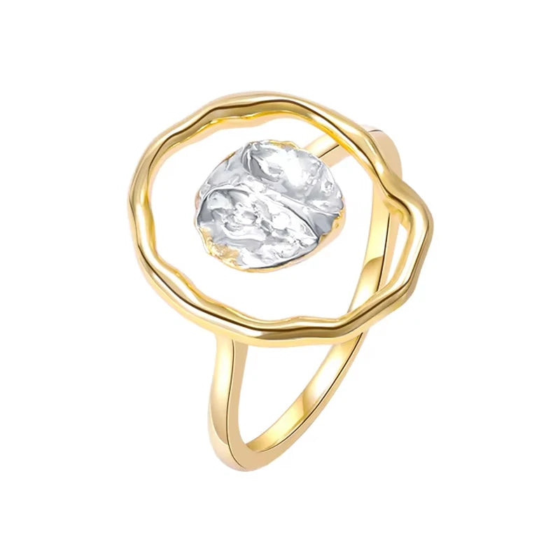 Personality Color Separation Fashion Jewelry Rings Women 925 Silver Gold Plated Hollow Circle Vintage Rings