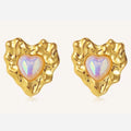 High Sense of Fashion Irregular Brass Plating 18k Gold Heart Metal Mabe Pearl Love Earrings Female Gifts