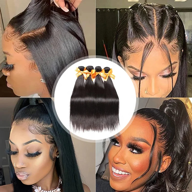 QUEEN BEAUTY Mink Brazilian Hair Bundles Super Double Drawn Remy Hair 9a-10a Cuticle Aligned 100% Virgin Human Hair 8-40inch