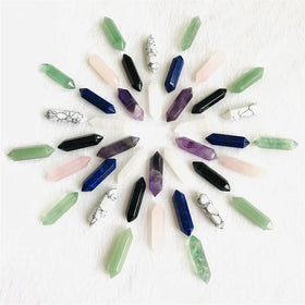 Wholesale Natural Double Terminated Point Crystal Healing Stone Hexagonal Pendulum Pendant