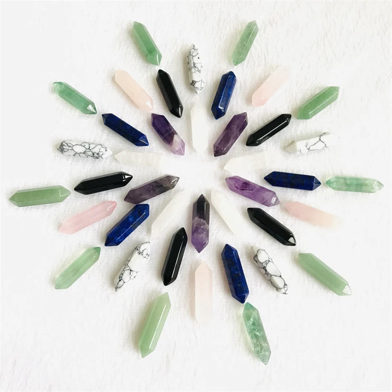 Wholesale Natural Double Terminated Point Crystal Healing Stone Hexagonal Pendulum Pendant